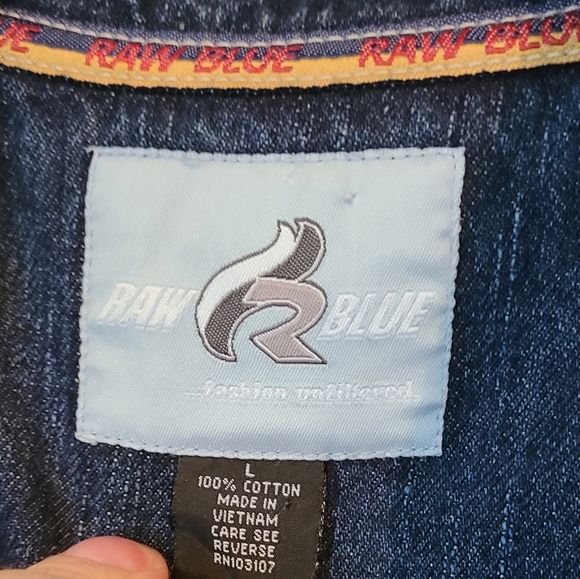 Raw Blue Men's Blue Jean Denim Jacket, Blue, Size: Large - Picture 6 of 14